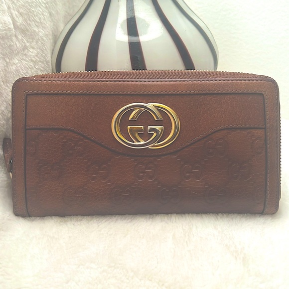 Gucci Handbags - 🏆💎💯 GUCCI Long Wallet Zippered Leather Brown